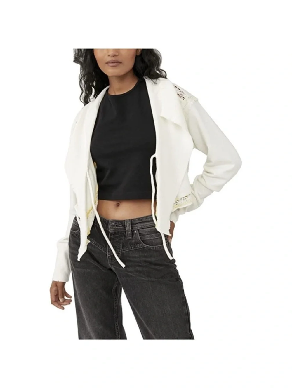 NWOT Free People White Draped Open-Front Cardigan